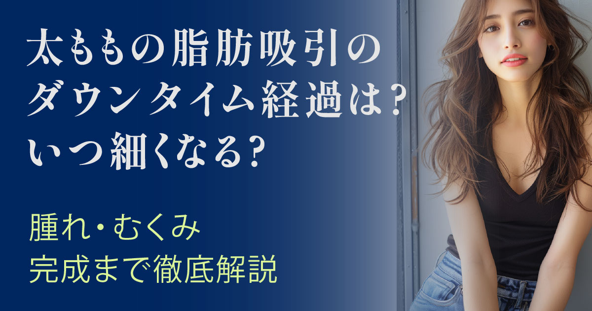 太ももの脂肪吸引のダウンタイム経過を解説するイメージ
