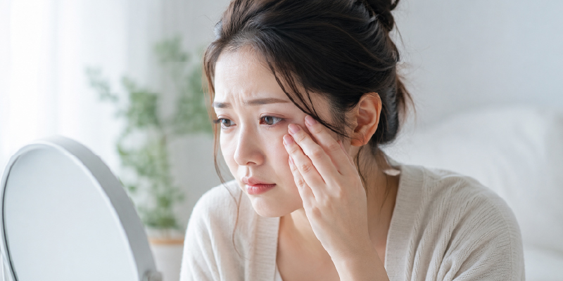 埋没法の二重が取れるのを悩むイメージ
