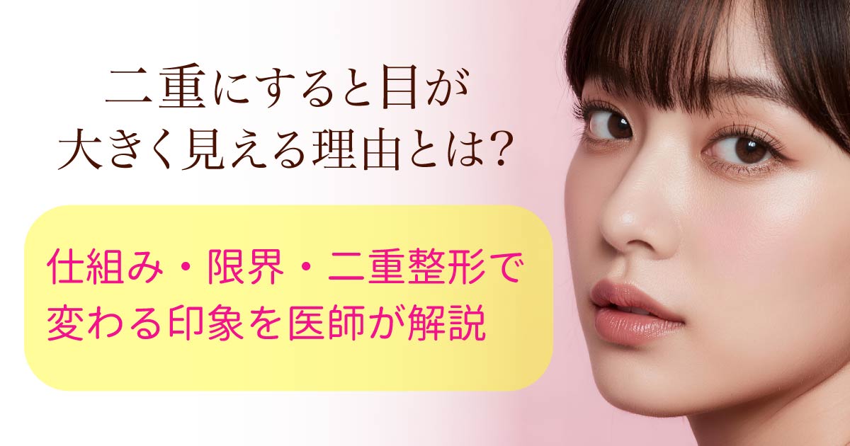 二重にすると目が大きく見える理由を医師が解説するイメージ