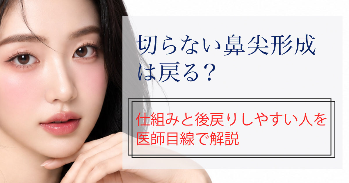 切らない鼻尖形成が戻る仕組みと適応を解説するイメージ