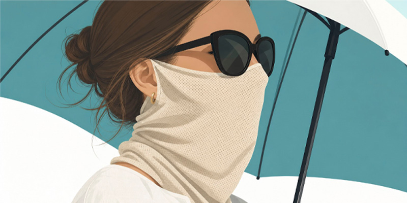 紫外線対策をする女性